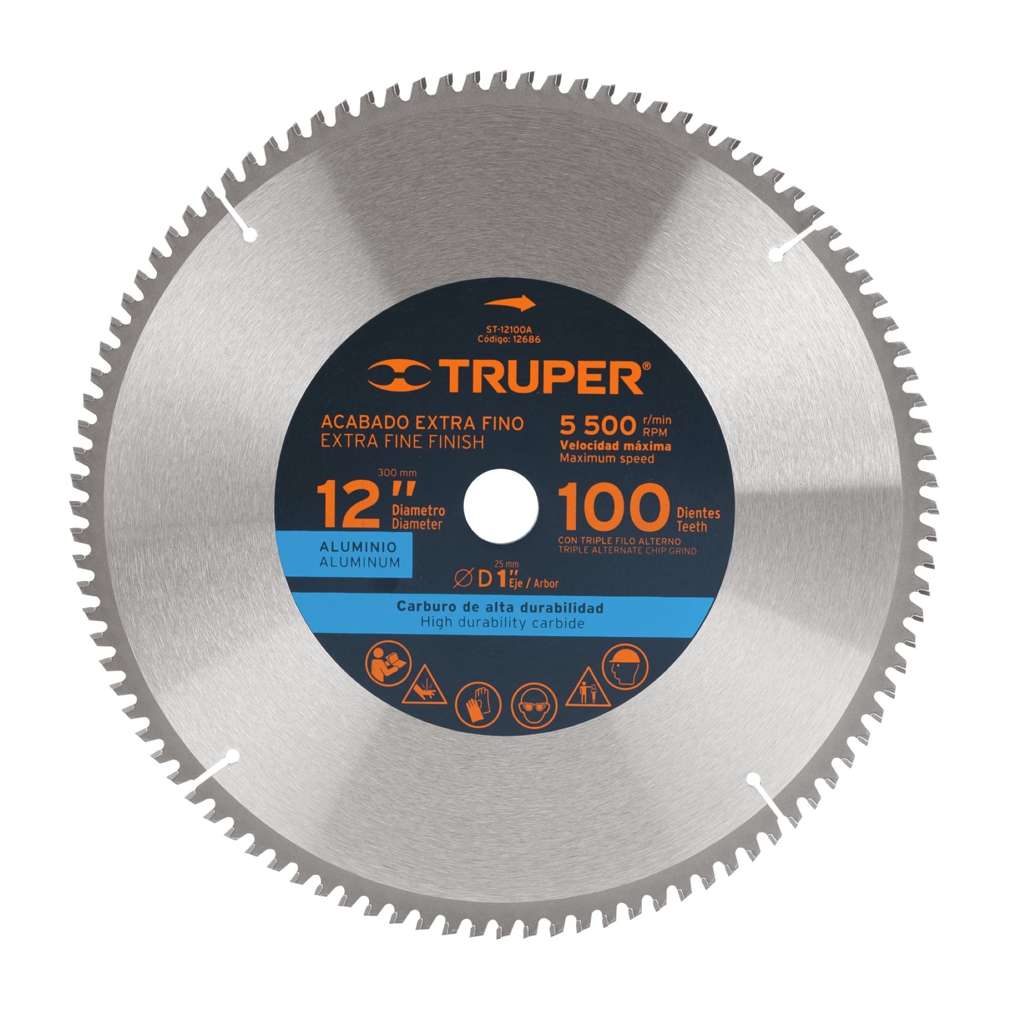 Disco Sierra Aluminio 12" Centro 1" 100 Dientes Trab Pesado